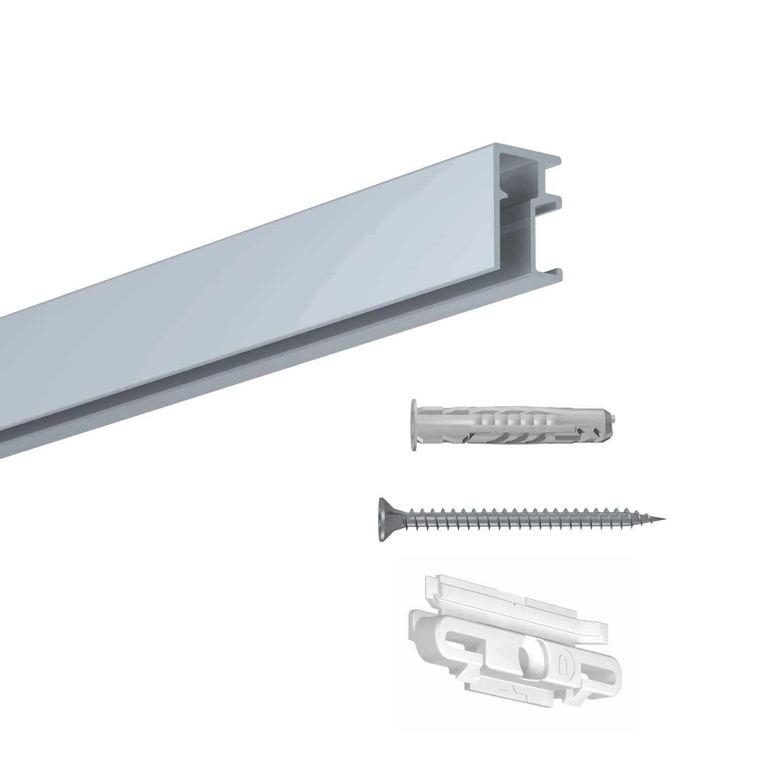 Cimaise Mini-Click Rail R10 200 cm + clips de fixation + vis & chevilles multimatériaux - Cimaise Tableau Newly - Image 4
